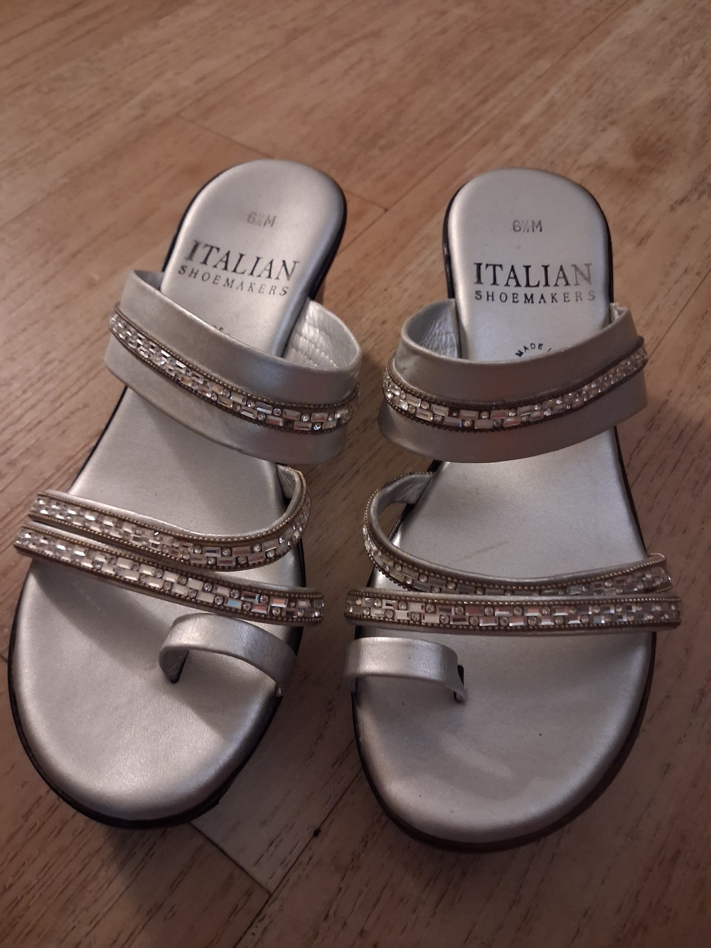 Italian Shoemakers Silver Embellished Slide Sandals